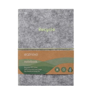 Notes ECONOVO, z recyklingu, okładka z filcu, w linie, 96 kart, 70gsm, szary, Notatniki, Zeszyty i bloki