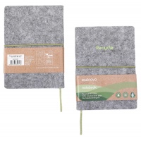 Notes ECONOVO, z recyklingu, okładka z filcu, w linie, 96 kart, 70gsm, szary, Notatniki, Zeszyty i bloki