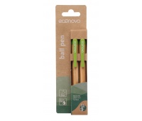 Długopis ECONOVO, obudowa 100% z biodegradowalnego bambusa, 1,0 mm, 2 szt., naturalny, Długopisy, Artykuły do pisania i korygowania