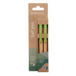 Długopis ECONOVO, obudowa 100% z biodegradowalnego bambusa, 1,0 mm, 2 szt., naturalny, Długopisy, Artykuły do pisania i korygowania