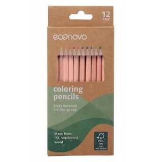 Kredki ołówkowe ECONOVO, FSC, 3mm, 12 szt., mix kolorów, Plastyka, Artykuły szkolne