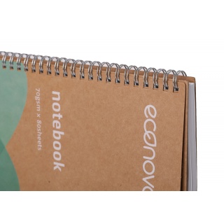 Kołonotatnik ECONOVO, z recyklingu, A4, 80 kart., 70gsm, naturalny, Kołonotatniki, Zeszyty i bloki