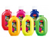 Farba plakatowa KEYROAD, 300ml, butelka, 6 szt., mix kolorów neonowych, Plastyka, Artykuły szkolne