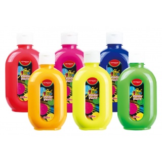Farba plakatowa KEYROAD, 300ml, butelka, 6 szt., mix kolorów neonowych, Plastyka, Artykuły szkolne