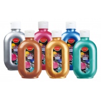 Farba plakatowa KEYROAD, 300ml, butelka, 6 szt., mix kolorów metalicznych, Plastyka, Artykuły szkolne
