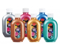 Farba plakatowa KEYROAD, 300ml, butelka, 6 szt., mix kolorów metalicznych, Plastyka, Artykuły szkolne