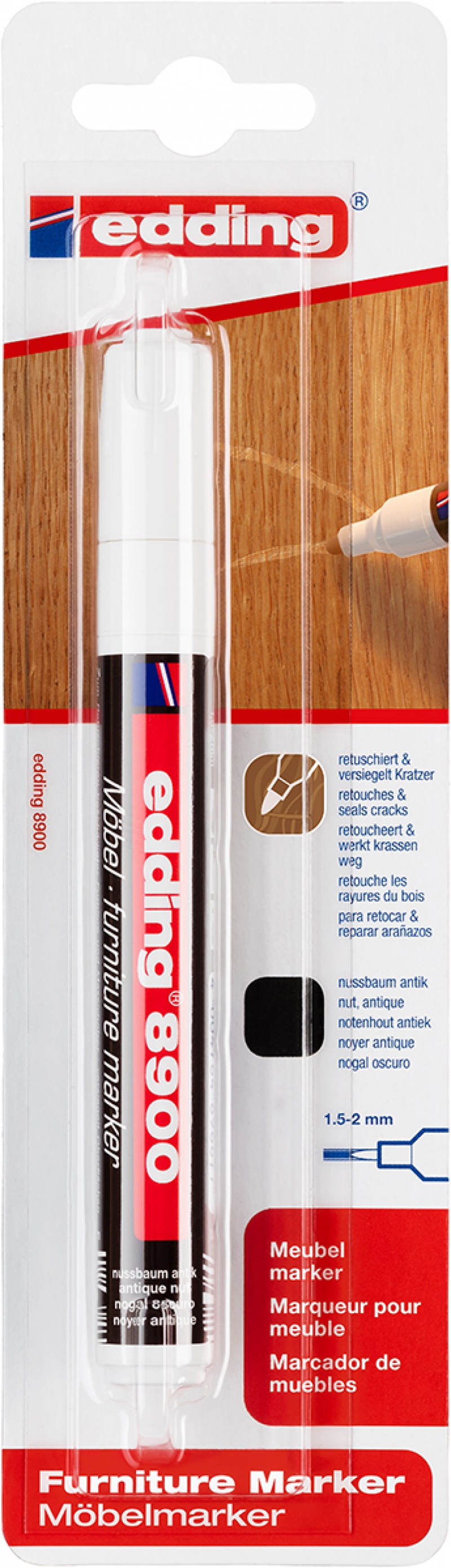 Marker do mebli e-8900 EDDING, 1,5-2 mm, blister, orzech antyczny, Markery, Artykuły do pisania i korygowania