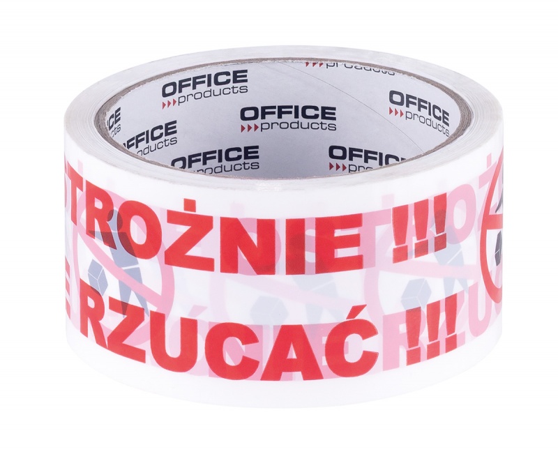 Packing tape OFFICE PRODUCTS, careful not to throw, 48mm x 50y, 36mic, 1pc, white