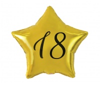 BALON FOLIOWY 19" GWIAZDA ZŁOTA "18", Balony, Art. na okazje i przyjęcia