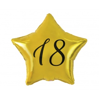 BALON FOLIOWY 19" GWIAZDA ZŁOTA "18", Balony, Art. na okazje i przyjęcia