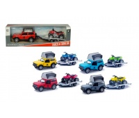 POJAZDY METAL. AUTO TERENOWE Z PRZYCZEPĄ I QUADEM, Pojazdy, Zabawki
