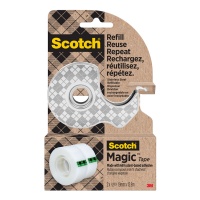 Dyspenser taśmy SCOTCH, ze stali nierdzewnej + 2x taśma Magic™ 19mm x 13,9m, srebrny, Taśmy biurowe, Drobne akcesoria biurowe