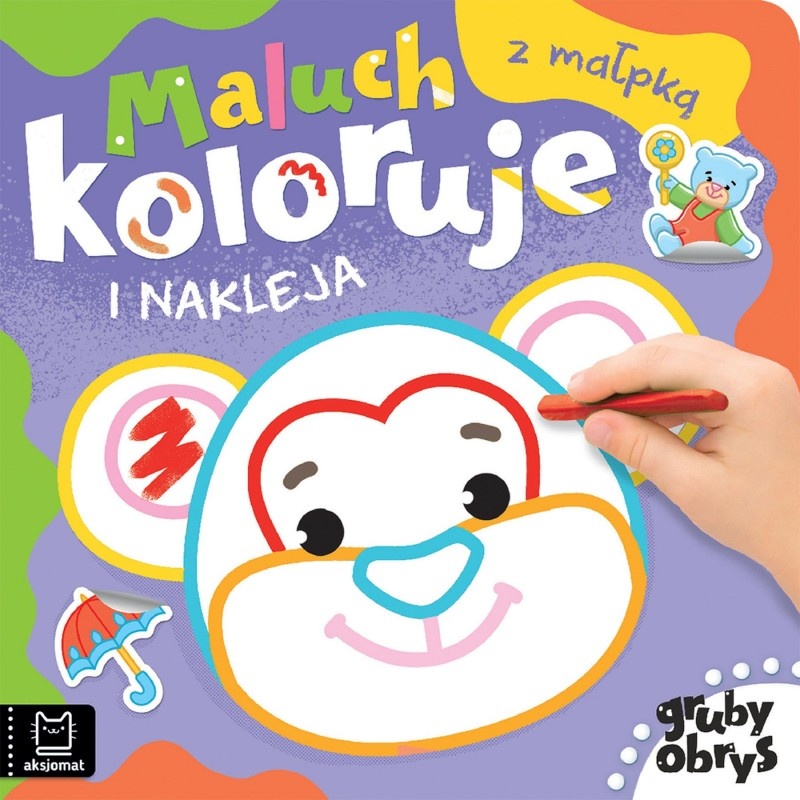 Maluch koloruje i nakleja z małpką. Gruby obrys, Kolorowanki, Książeczki