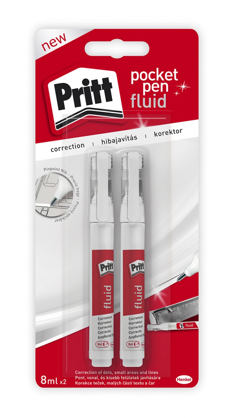 Korektor w płynie PRITT, w długopisie, 2 x 8ml, blister, Korektory, Artykuły do pisania i korygowania