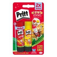 Klej w sztyfcie PRITT z brokatem, 2x20g, blister, mix kolorów, Kleje, Drobne akcesoria biurowe