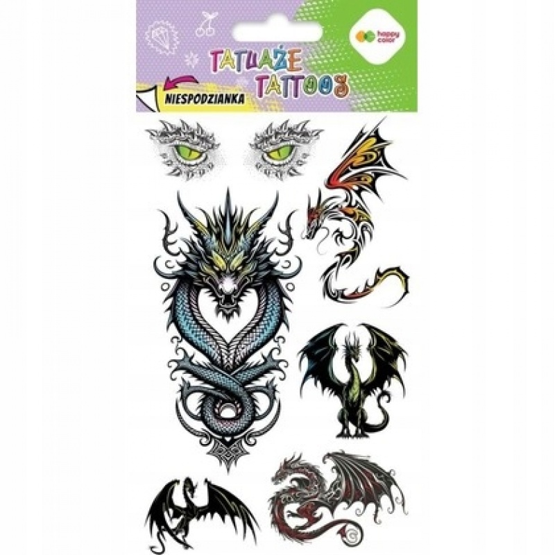 Tatuaże zmywalne DRAGONS 100x200mm.H.COLOR, Naklejki, Art. kreatywne