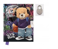 Pamiętnik z kłódką Cool Bear 14x18cm.80k., Pamiętniki, Zeszyty i bloki