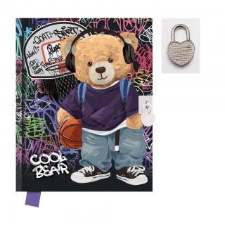 Pamiętnik z kłódką Cool Bear 14x18cm.80k., Pamiętniki, Zeszyty i bloki