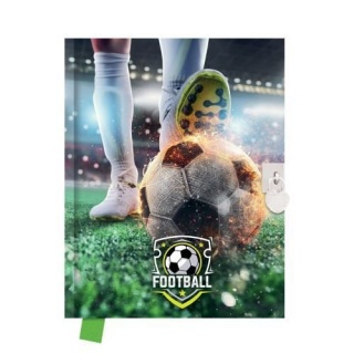 Pamiętnik z kłódką Football 14x18cm.80k., Pamiętniki, Zeszyty i bloki