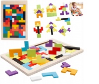 DREWNO KLOCKI TETRIS UKŁADANKA, Drewniane, Zabawki