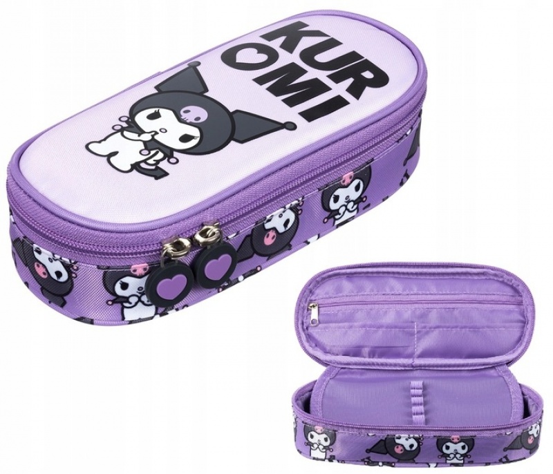 PIÓRNIK SASZETKA Z KLAPKĄ PCL-01 KUROMI VIOLET, Piórniki, Tekstylia