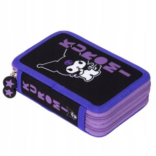 PIÓRNIK POTRÓJNY Z WYPOSAŻENIEM KUROMI VIOLET, Piórniki, Tekstylia