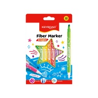 Flamastry KEYROAD Fiber Marker, wymazywalne, 12 szt., mix kolorów, Plastyka, Artykuły szkolne