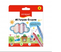 Crayons KEYROAD, for all surfaces, washable, 6 pcs, mix colors