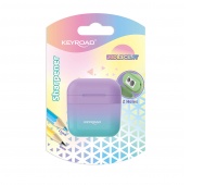 Plastic sharpener KEYROAD, iridescent, double, blister, color mix