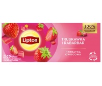 Herbata LIPTON owocowa, truskawka i rabarbar, 20 torebek, Herbaty, Artykuły spożywcze
