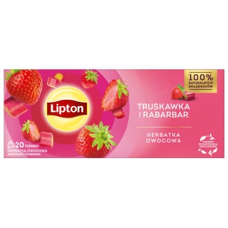 Herbata LIPTON owocowa, truskawka i rabarbar, 20 torebek, Herbaty, Artykuły spożywcze