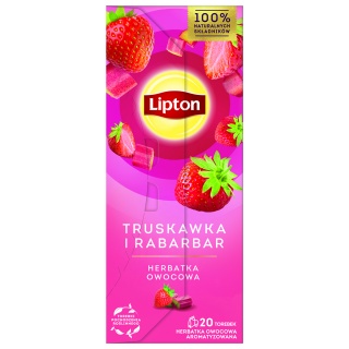 Herbata LIPTON owocowa, truskawka i rabarbar, 20 torebek, Herbaty, Artykuły spożywcze