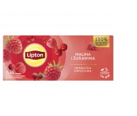 Herbata LIPTON owocowa, malina i żurawina, 20 torebek, Herbaty, Artykuły spożywcze