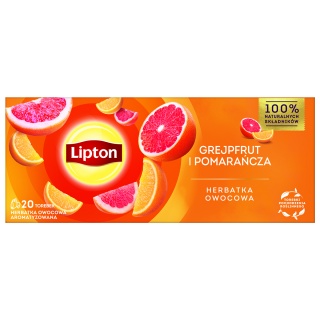 Herbata LIPTON owocowa, grejpfrut i pomarańcza, 20 torebek, Herbaty, Artykuły spożywcze