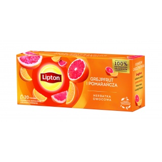 Herbata LIPTON owocowa, grejpfrut i pomarańcza, 20 torebek, Herbaty, Artykuły spożywcze