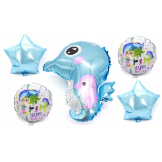 BALONY 5 SZT MORSKIE BR- SYRENKA/KONIK 8348, Balony, Art. na okazje i przyjęcia
