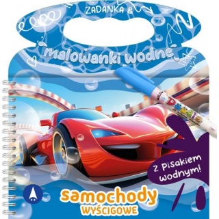 ZADANKA I MALOWANKI WODNE . SAMOCHODY WYŚCIGOWE, Edukacyjne, Książeczki
