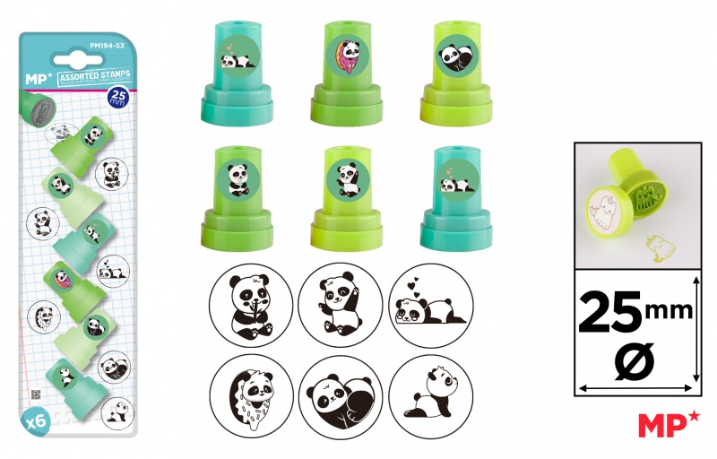 Stempelki dla dzieci PANDA blister/6szt, Kreatywne, Zabawki