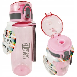 BIDON 500ml.STRIGHT PINK GREY mkmp, Bidony, Bidony i śniadaniówki