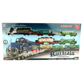 KOLEJKA NA BATERIE W PUDEŁKU 0815, Kolejki, tory wyścigowe, parkingi, Zabawki