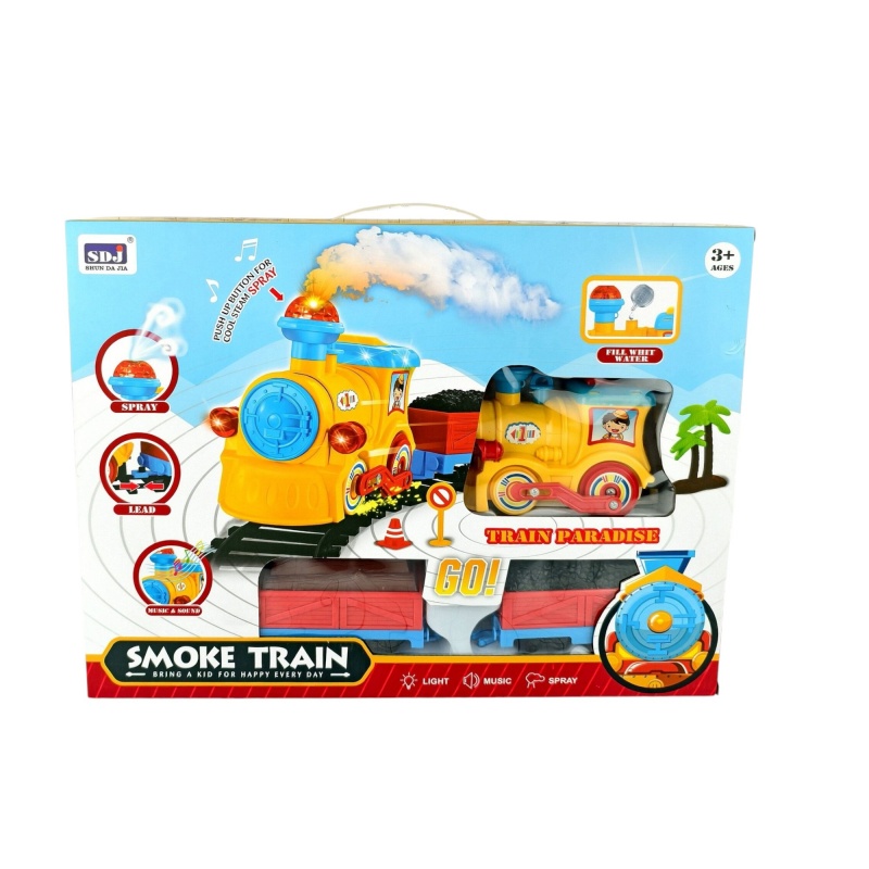 KOLEJKA NA BATERIE W PUDEŁKU 1642, Kolejki, tory wyścigowe, parkingi, Zabawki