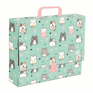 TECZKA Z RĄCZKĄ A4 XL STRIGHT CHARMING CATS mkmp, Teczki przestrzenne, Organizacja dokumentów