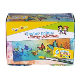 Farby plakatowe GIMBOO, 6x20ml, mix kolor&oacute;w, Plastyka, Artykuły szkolne
