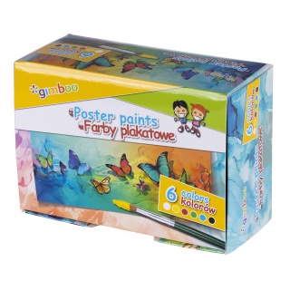 Farby plakatowe GIMBOO, 6x20ml, mix kolor&oacute;w, Plastyka, Artykuły szkolne