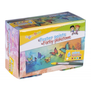 Farby plakatowe GIMBOO, 6x20ml, mix kolor&oacute;w, Plastyka, Artykuły szkolne