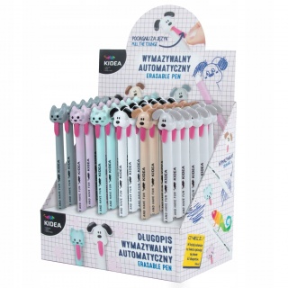 DŁUGOPIS WYMAZ.AUT.Z FIGURKĄ E KIDEA KOT I PIES, Długopisy, Art. do pisania i korygowania