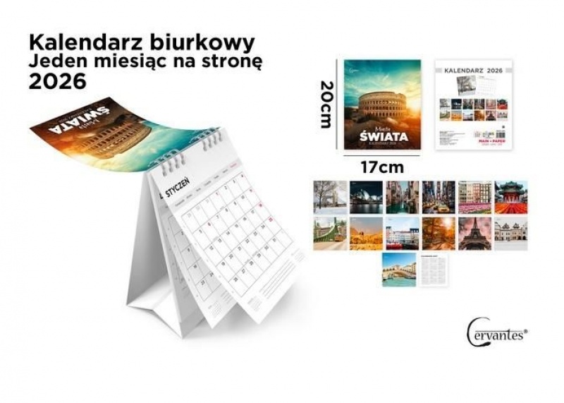 Kalendarz stołowy 2026 krajobraz 17x20cm., Biurkowe, Kalendarze