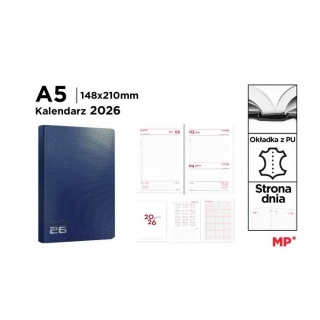 Kalendarz 2026 A5 niebieski, Dzienne, Kalendarze