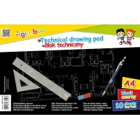 Blok techniczny GIMBOO, A4, 10 kart., 150gsm, czarny, Bloki, Zeszyty i bloki