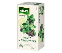 Herbata VITAX Inspiracje, mięta i czarny bez, 20 torebek, Herbaty, Artykuły spożywcze